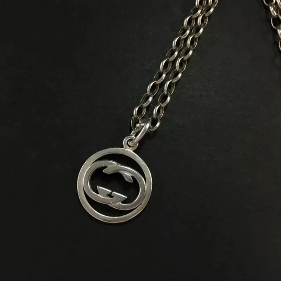 AUTH Gucci GG Pendant Necklace Silver